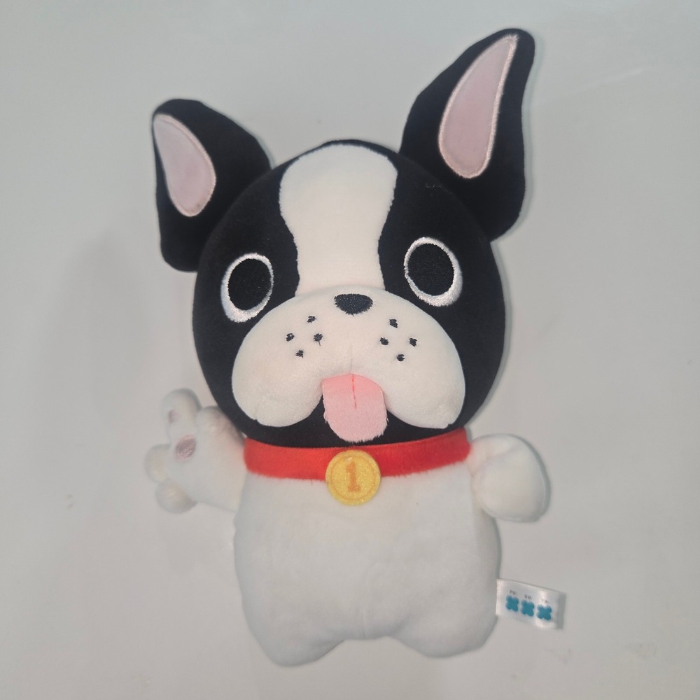 Amuse Buruburu Boo French Bulldog Plush Boo Black White Dog Red Collar 7.5in
